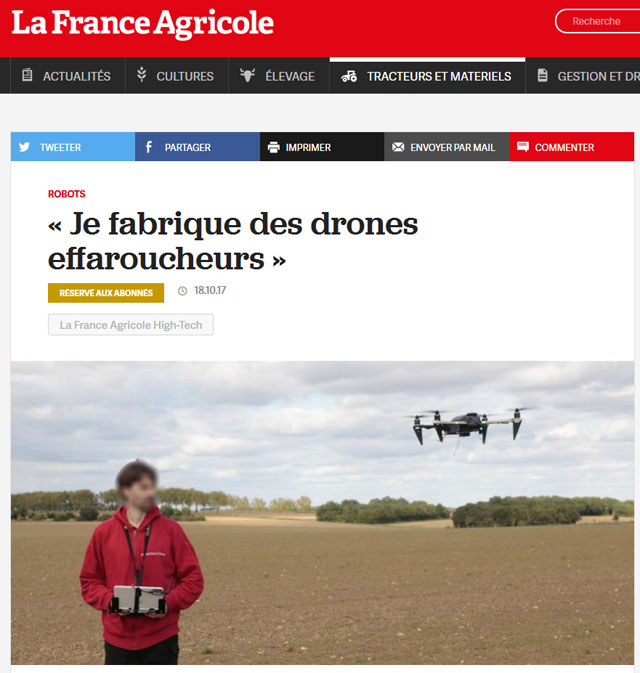 Agristructures artcile drone France Agricole